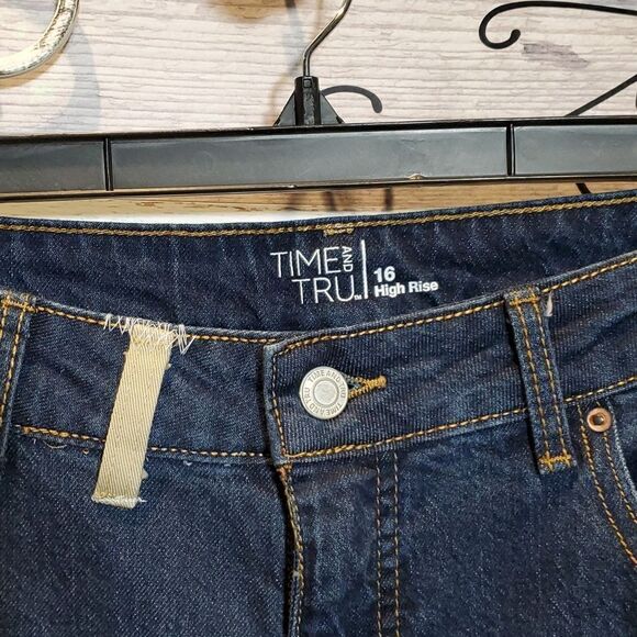 Upcycled Rust Gold Flowers Ruffle Beaded Lace Frayed BoHo Crop Jeans Sz 16 - Picture 11 of 13